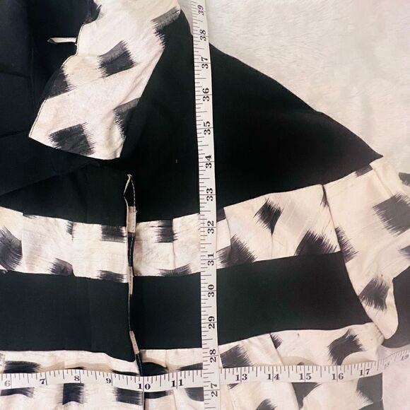 Diane Von Furstenberg Womens Black & White Silk Blend Button Front Coat Size 6 - Picture 7 of 9